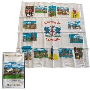 Vintage Acetate Scarf A Squire Souvenir of London 31 X 31 Landmarks Original Box